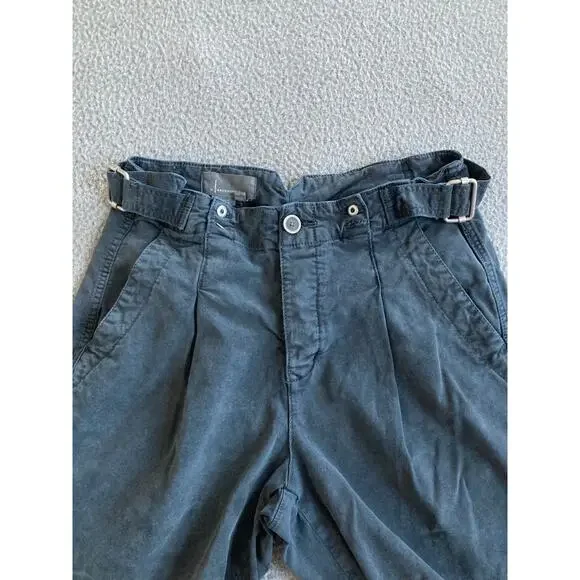 Anthropologie Pants 27P Crop Button Fly Gray Straight Leg Pleated Retro 80s 27 - Picture 2 of 16